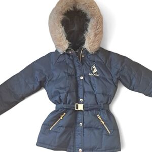 Baby Phat Girlz Medium Down Hooded Jacket Black Gold Preloved